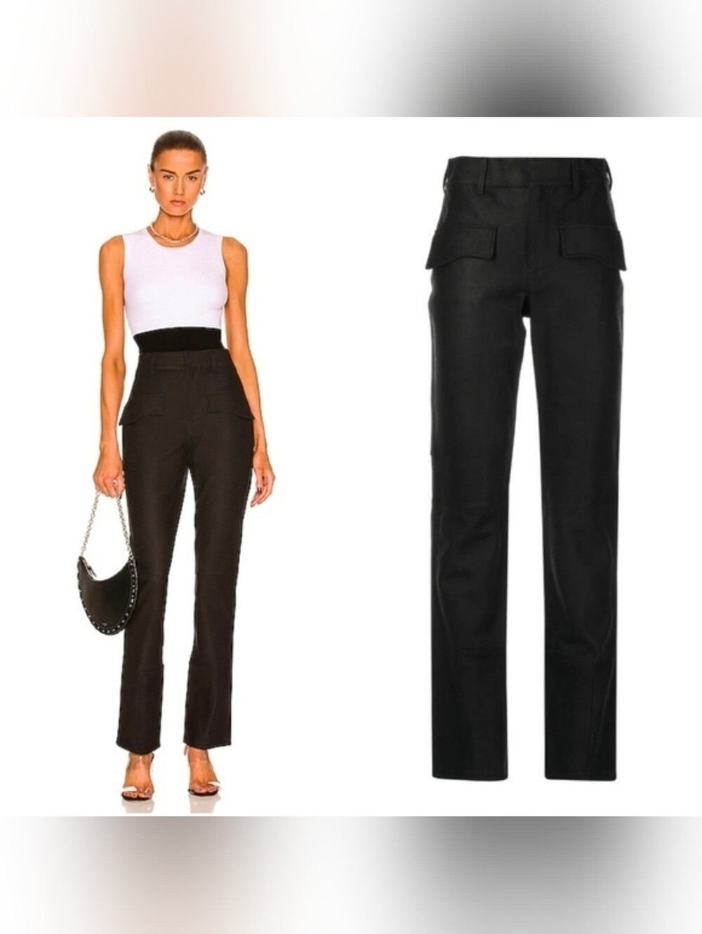 RtA Skye Leather Slim-fit Trousers Black